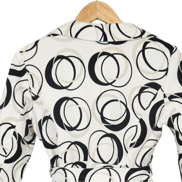 Sandro Sportswear Geometric Tie Belt Blazer Jacket in Black/White Size Small - Picture 4 of 9